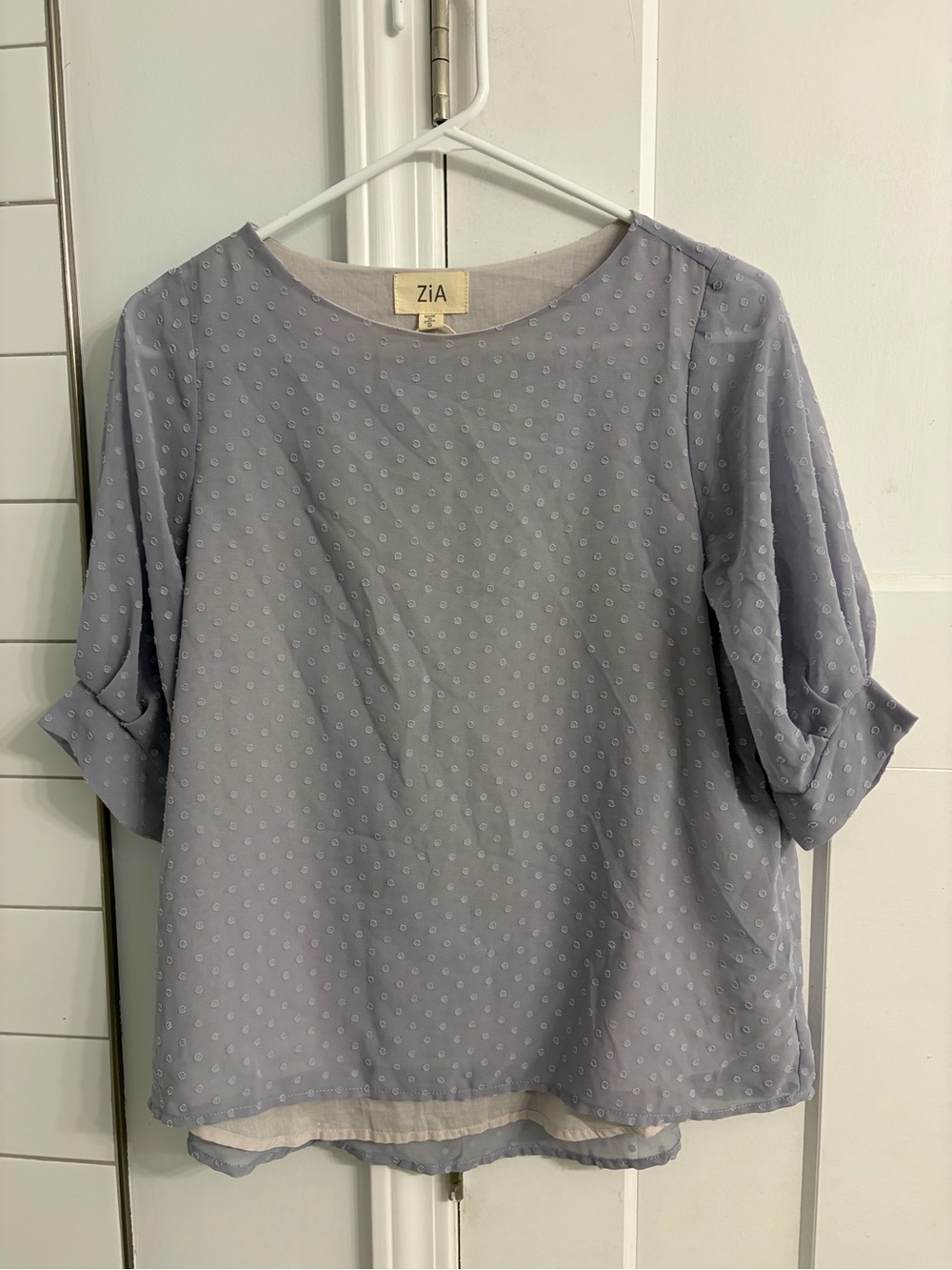 Zia Lavender Dot Short-Sleeve Blouse - Size S